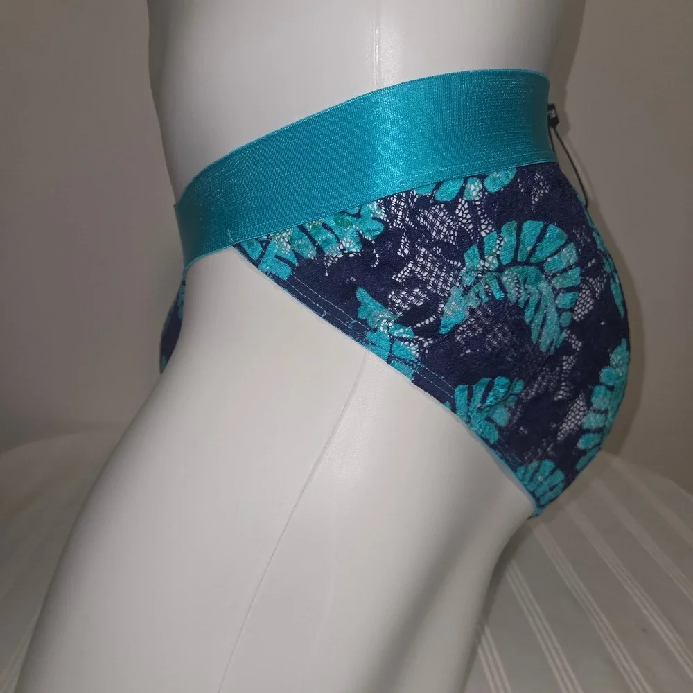 Cosabella Never Say Never Mid-Rise Lace Brief Full Coverage Soft Stretch Teal